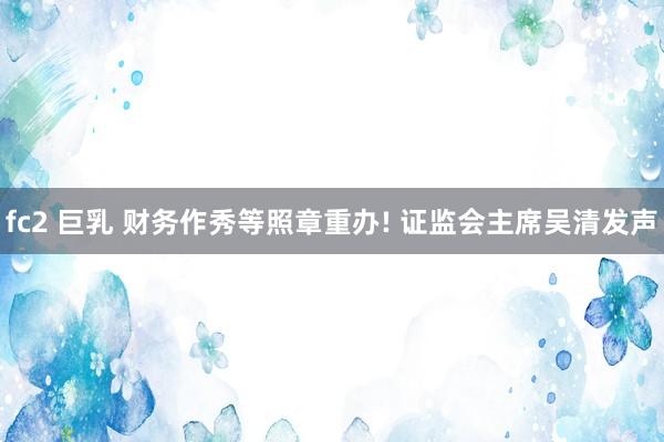 fc2 巨乳 财务作秀等照章重办! 证监会主席吴清发声