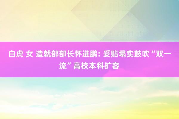 白虎 女 造就部部长怀进鹏: 妥贴塌实鼓吹“双一流”高校本科扩容