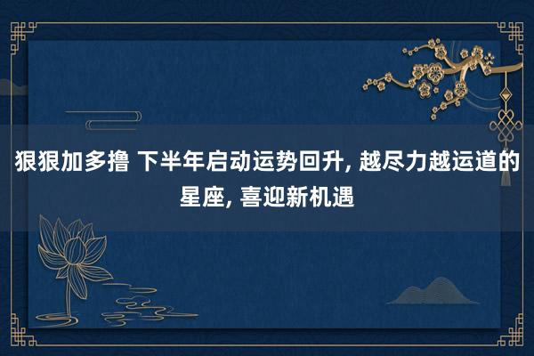 狠狠加多撸 下半年启动运势回升, 越尽力越运道的星座, 喜迎新机遇