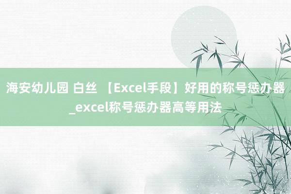 海安幼儿园 白丝 【Excel手段】好用的称号惩办器_excel称号惩办器高等用法