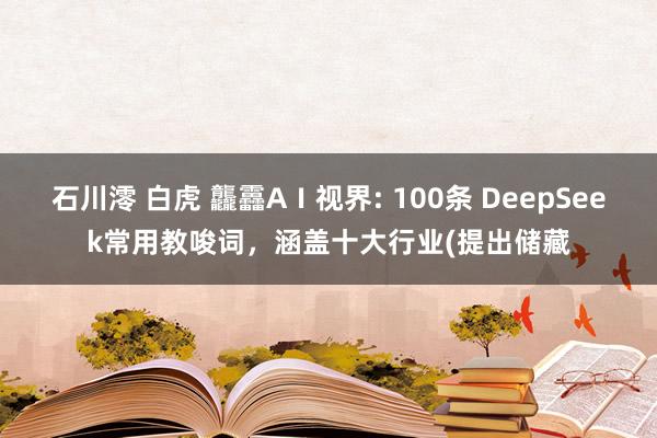 石川澪 白虎 龘靐AⅠ视界: 100条 DeepSeek常用教唆词，涵盖十大行业(提出储藏